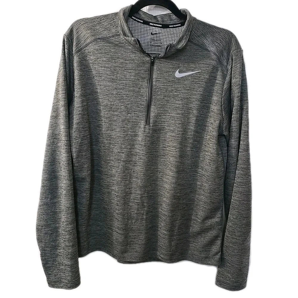Nike Running‎ Dri-Fit Pullover Mens Medium Gray Quarter Zip Athletic Running Top